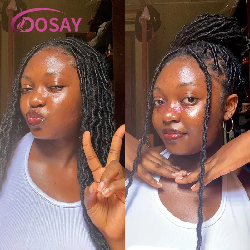 40" Faux Locs Crochet Hair Braid Full Lace Braided Wigs For Black Women Synthetic Goddess Locs Braiding Hair Extension PreLooped