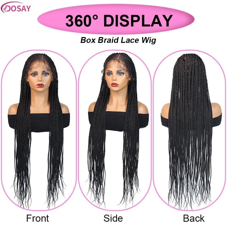 Full Lace Cornrow Braided Wigs Knotless Box Handmade Braids Wig With Baby Hair Goddess Fulani Braided Wig For Black Women 36Inch
