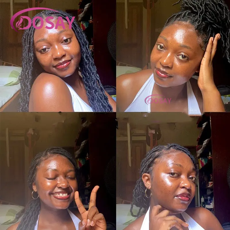 40" Faux Locs Crochet Hair Braid Full Lace Braided Wigs For Black Women Synthetic Goddess Locs Braiding Hair Extension PreLooped