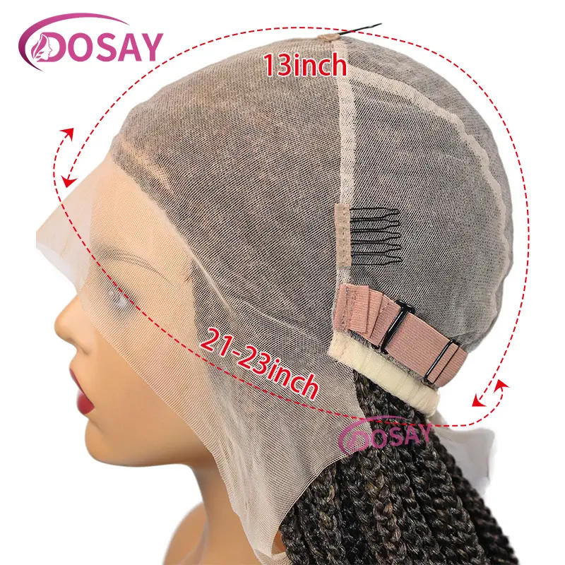 32" Synthetic Lace Front Wig Small Box Braided Wigs For Black Women Knotless Full Lace Wig African Cornrow Blonde Braid Wig