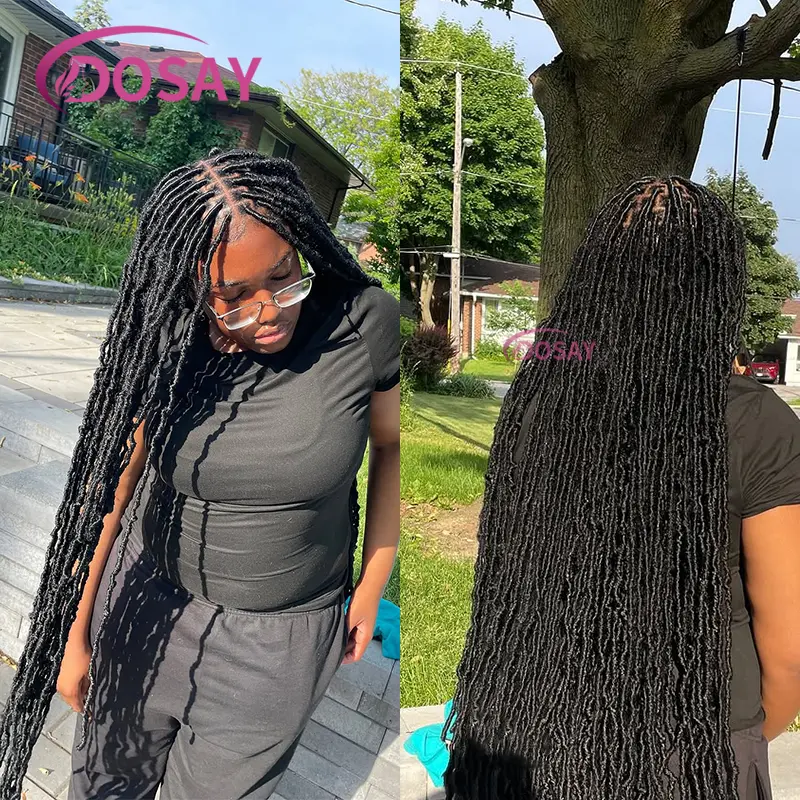 40" Faux Locs Crochet Hair Braid Full Lace Braided Wigs For Black Women Synthetic Goddess Locs Braiding Hair Extension PreLooped