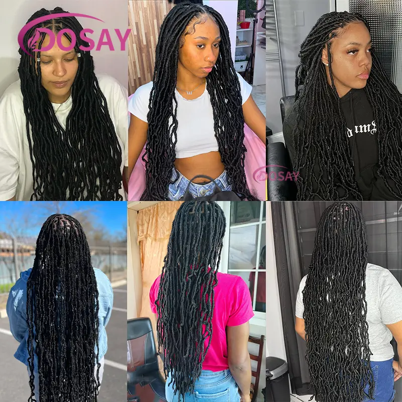 40" Faux Locs Crochet Hair Braid Full Lace Braided Wigs For Black Women Synthetic Goddess Locs Braiding Hair Extension PreLooped