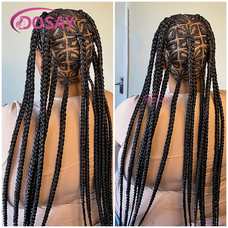 36 Inch Synthetic Full Lace Front Wigs for Black Women Cornrow Butterfly Shaped Braided Wigs with Baby Hair African Braids Wig