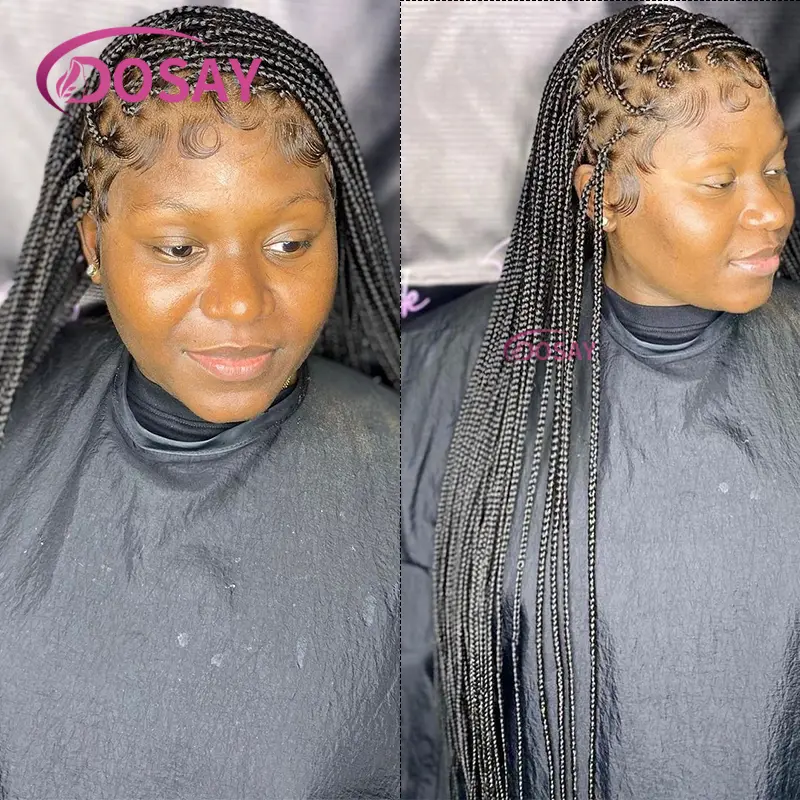 Synthetic Long Full Lace Braided Wigs for Black Women Knotless Box Braids Lace Frontal Wig with Baby Hair Cornrow braid Lace Wig