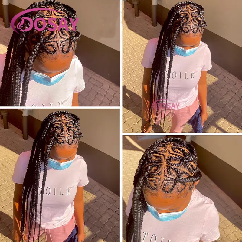 36 Inch Synthetic Full Lace Front Wigs for Black Women Cornrow Butterfly Shaped Braided Wigs with Baby Hair African Braids Wig