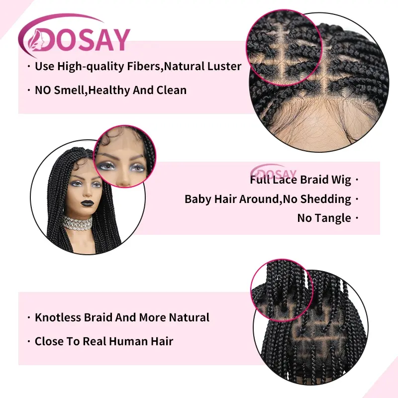 Synthetic Long Full Lace Braided Wigs for Black Women Knotless Box Braids Lace Frontal Wig with Baby Hair Cornrow braid Lace Wig