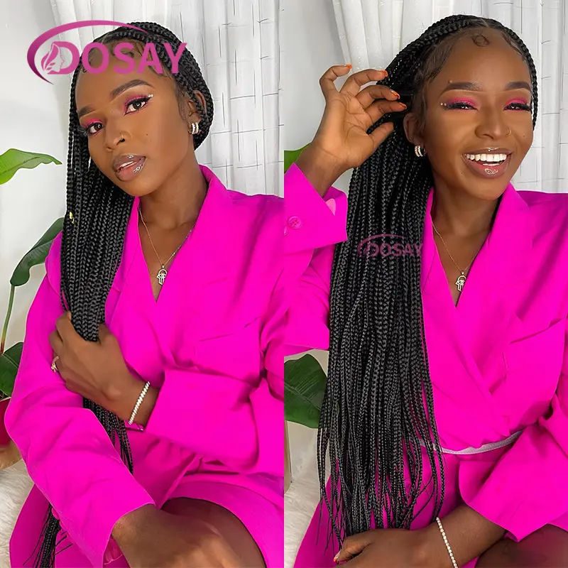 36"Knotless Box Braided Wigs with Baby Hair Synthetic Lace Front Wig for Women Cornrow Full Lace Wig Braid African Wig Blond Wig