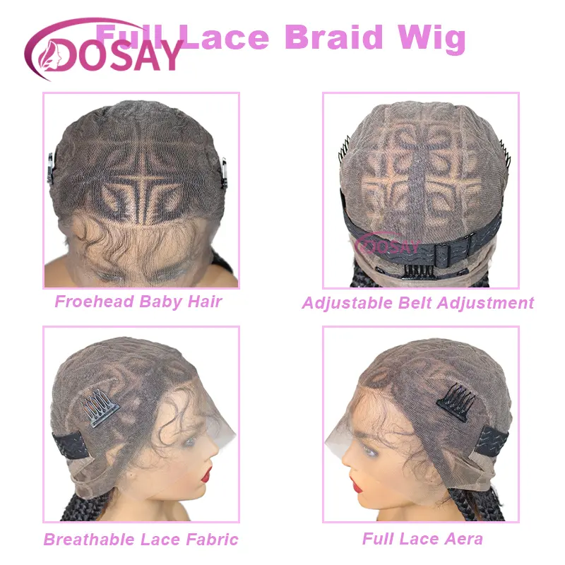 36 Inch Synthetic Full Lace Front Wigs for Black Women Cornrow Butterfly Shaped Braided Wigs with Baby Hair African Braids Wig