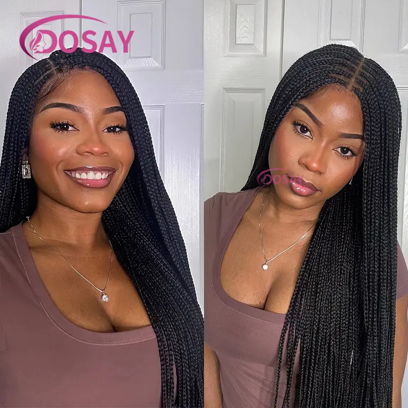 36"Knotless Box Braided Wigs with Baby Hair Synthetic Lace Front Wig for Women Cornrow Full Lace Wig Braid African Wig Blond Wig