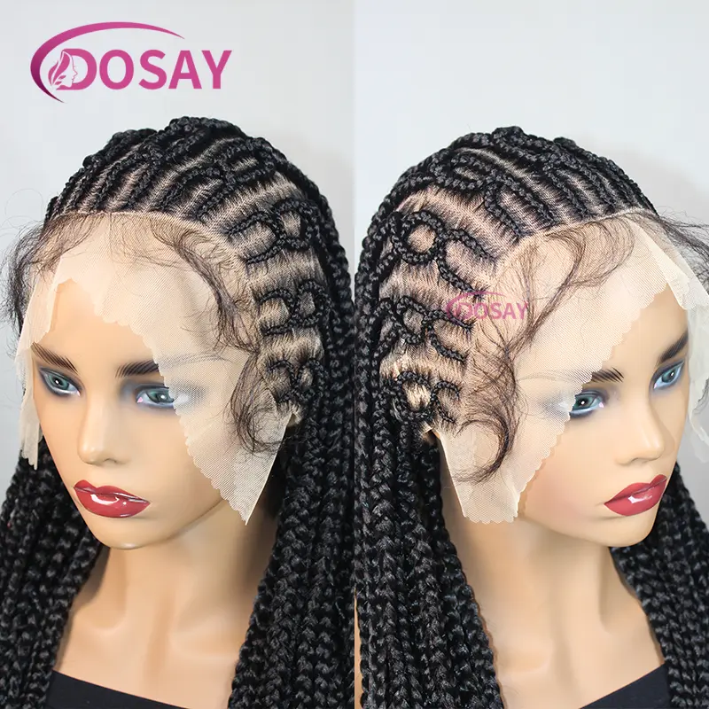 36" Knotless Box Braiding Wigs with Baby Hair Synthetic Full Lace Wig for Women Cornrow Braids Lace Wigs African Braided wigs