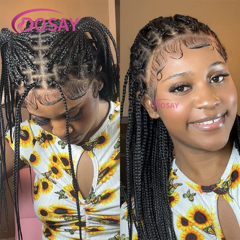 36Inches Synthetic Lace Front Wig For Black Women Cornrow Braiding Wig Blond Wig Knotless Box Braid Wig With Baby Hair