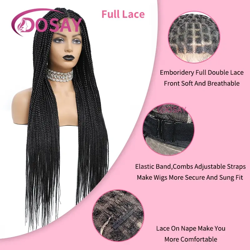 36Inches Synthetic Lace Front Wig For Black Women Cornrow Braiding Wig Blond Wig Knotless Box Braid Wig With Baby Hair