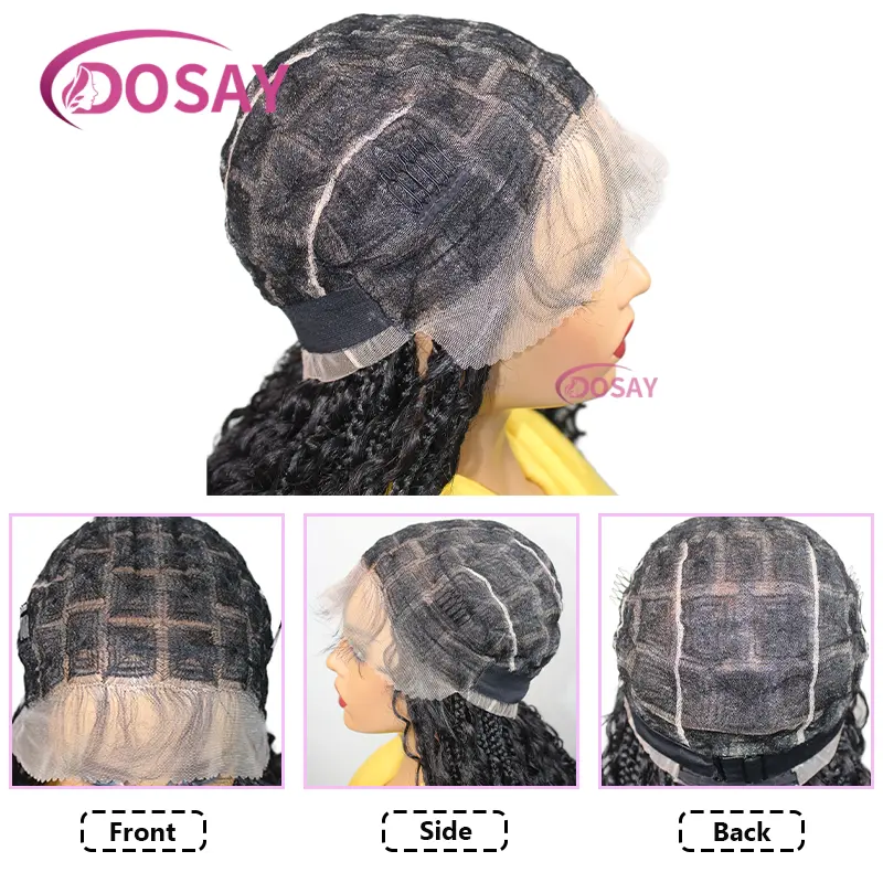 36" Synthetic Full Lace Wig for Black Women Knotless Box Braided Wigs with Baby Hair Cornrow Black Wig Braids African Wig