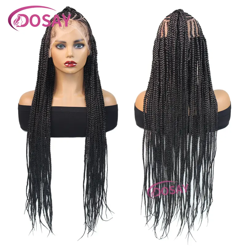 36" Synthetic Braided Wigs Lightweight Full Lace Wig Knotless Box Braids Wig For Women With Baby Hair Braid Lace Wig