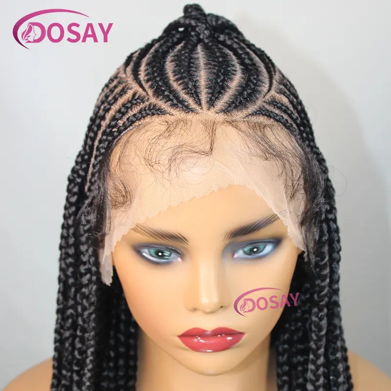 36" Synthetic Braided Wigs Lightweight Full Lace Wig Knotless Box Braids Wig For Women With Baby Hair Braid Lace Wig