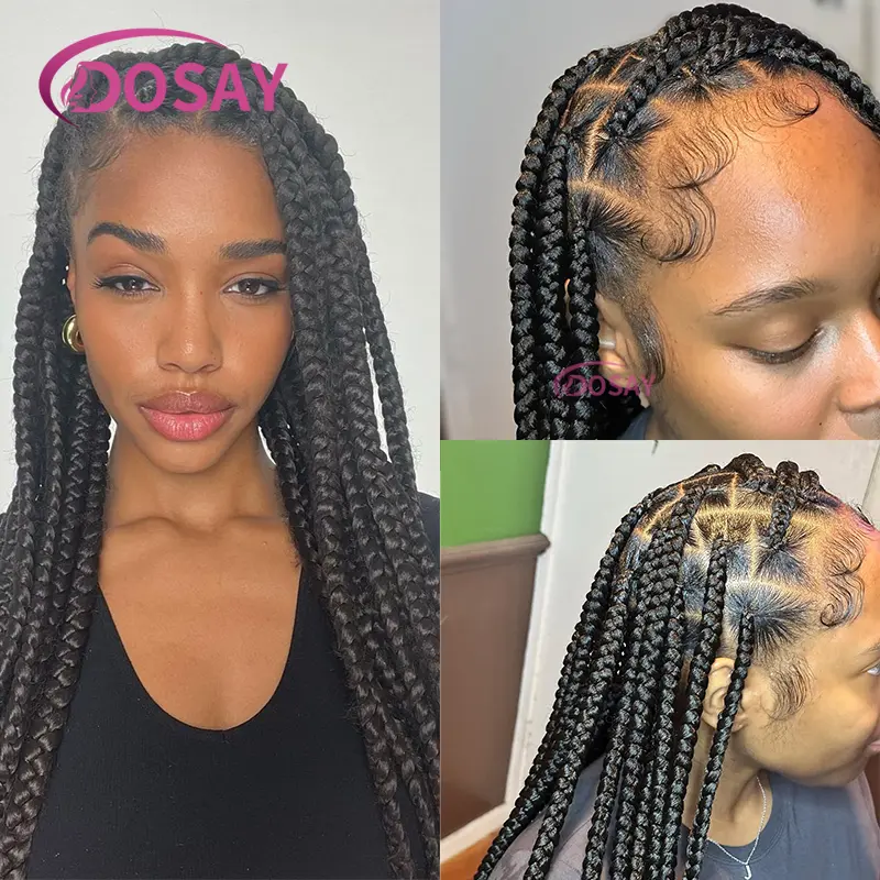 36 Inches Synthetic Cornrow Braided Wigs for Black Women with Baby Hair Lace Front Wigs Box Braids Wig Daily Use