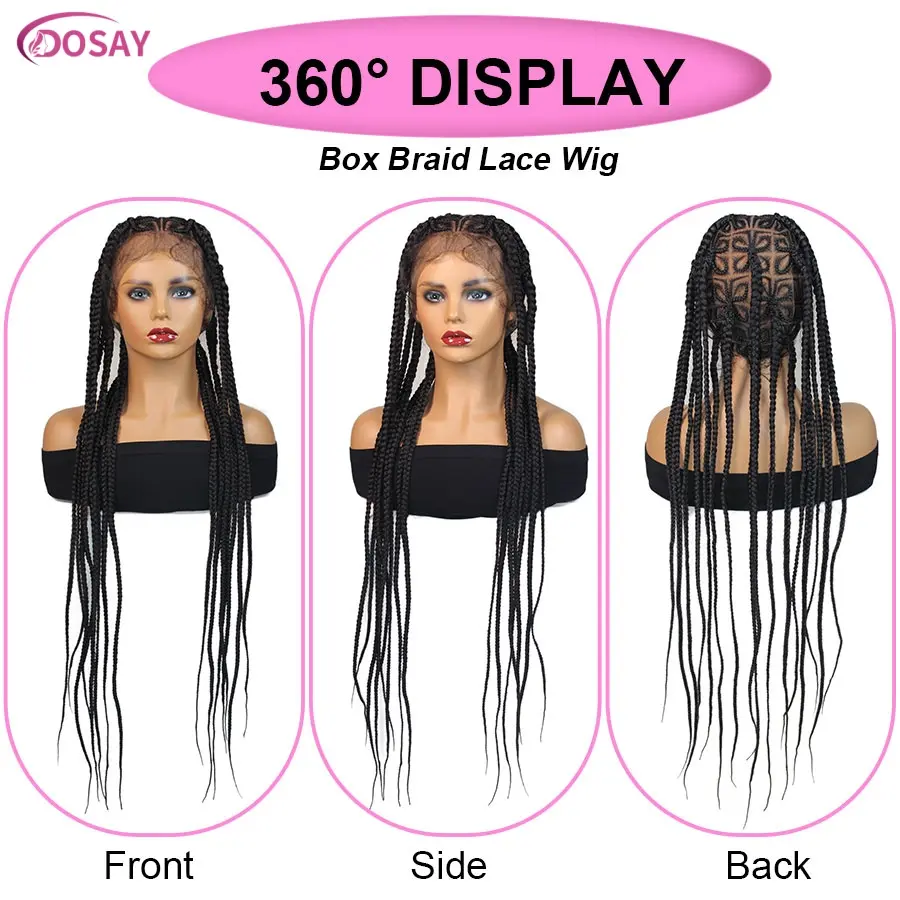 Synthetic Handtied 360 Full Lace Wig Flower Style Cornrow Braided Wigs With Baby Hair Knotless Box Fulani Braids For Black Women