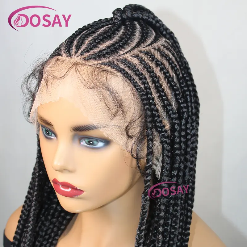 36" Synthetic Braided Wigs Lightweight Full Lace Wig Knotless Box Braids Wig For Women With Baby Hair Braid Lace Wig