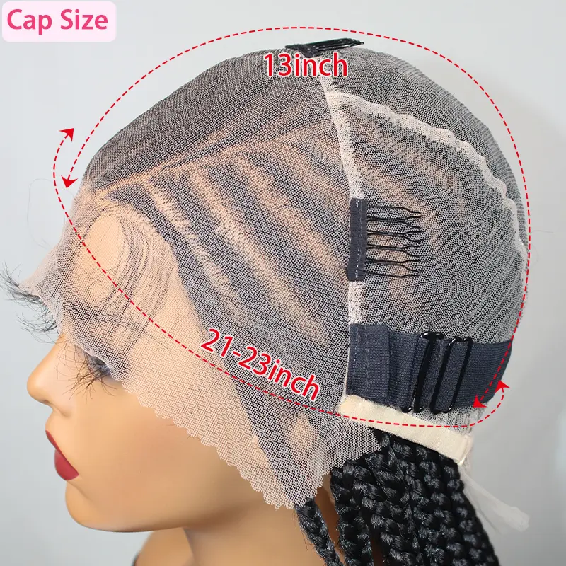 36" Synthetic Braided Wigs Lightweight Full Lace Wig Knotless Box Braids Wig For Women With Baby Hair Braid Lace Wig