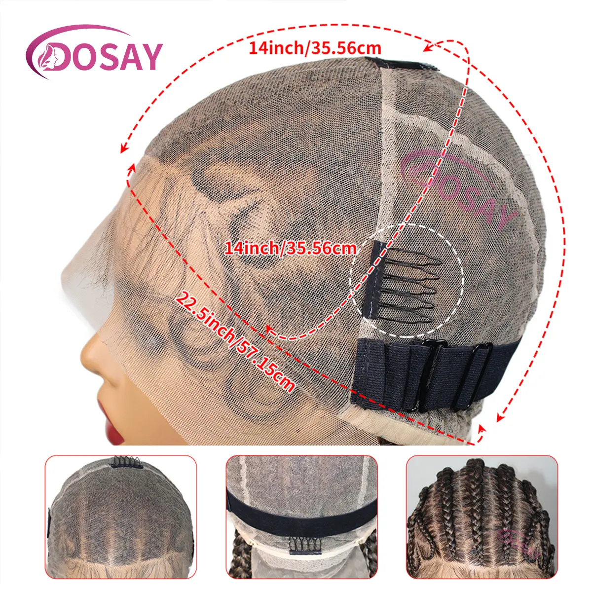 36Inch Heart Full Lace Knotless Box Braided Wig for Women - Synthetic Cornrow Box Style Braided Wig for Daily Use