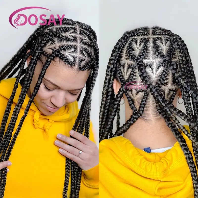 Cornrow Braids Lace Wigs 36 Inches Synthetic Full Lace Braided Wigs for Black Women with Baby Hair Knotless Box Braids Wigs