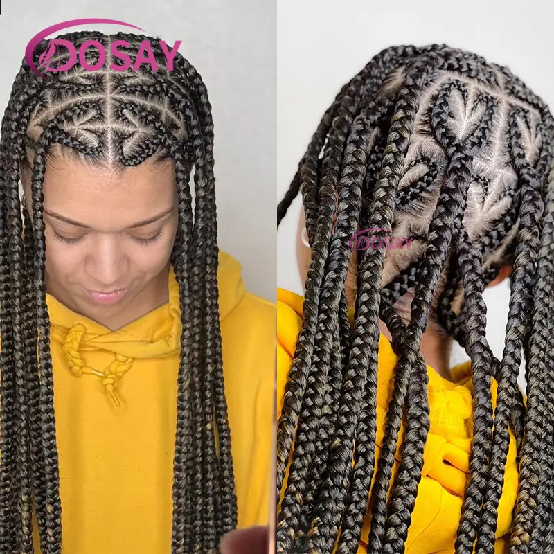 Cornrow Braids Lace Wigs 36 Inches Synthetic Full Lace Braided Wigs for Black Women with Baby Hair Knotless Box Braids Wigs