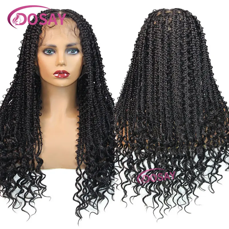 24" Butterfly Synthetic Braided Wigs Full Lace Wigs For Black Women African Braiding Hair Goddess Locs Box Braids Lace Wigs