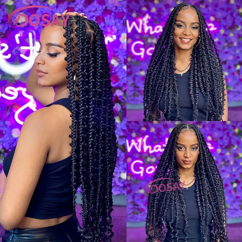 24" Butterfly Synthetic Braided Wigs Full Lace Wigs For Black Women African Braiding Hair Goddess Locs Box Braids Lace Wigs