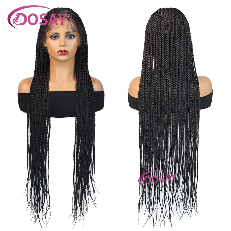 36" Synthetic Full Lace Wig Middle Part Lightweight Braided Wigs For Women Knotless Box Braids Wig With Baby Hair Braid Lace Wig