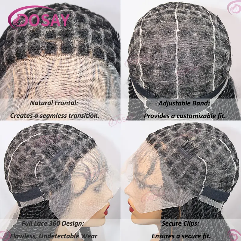Synthetic Twist Braids Hair Super Long Wig Knotless Box Braided Wigs For Black Women Cheap Wigs On Clearance Sale Full Lace Wig