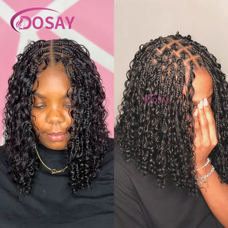 12Inches Bohemia Synthetic Lace Front Wig For Black Women Boho Braiding Wig Knotless Box Braiding Wig With Baby Hair