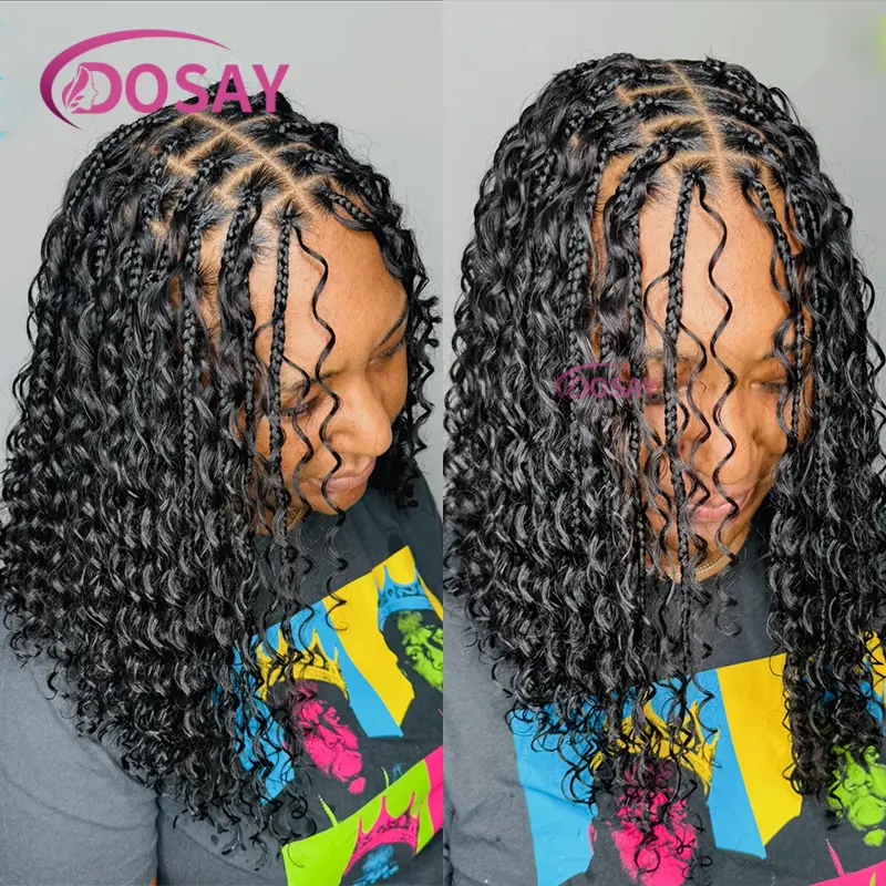 12Inches Bohemia Synthetic Lace Front Wig For Black Women Boho Braiding Wig Knotless Box Braiding Wig With Baby Hair