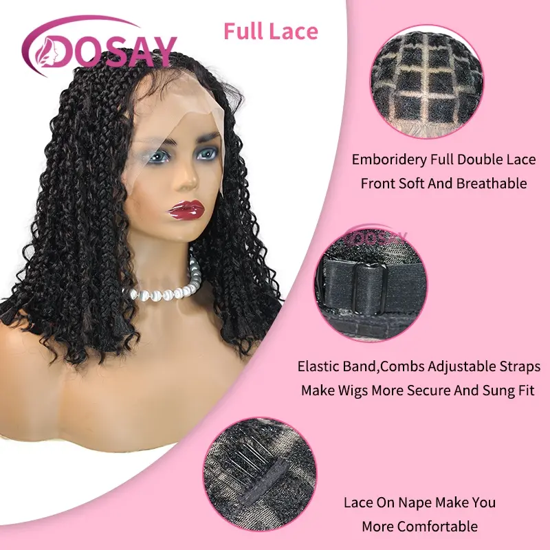 12Inches Bohemia Synthetic Lace Front Wig For Black Women Boho Braiding Wig Knotless Box Braiding Wig With Baby Hair