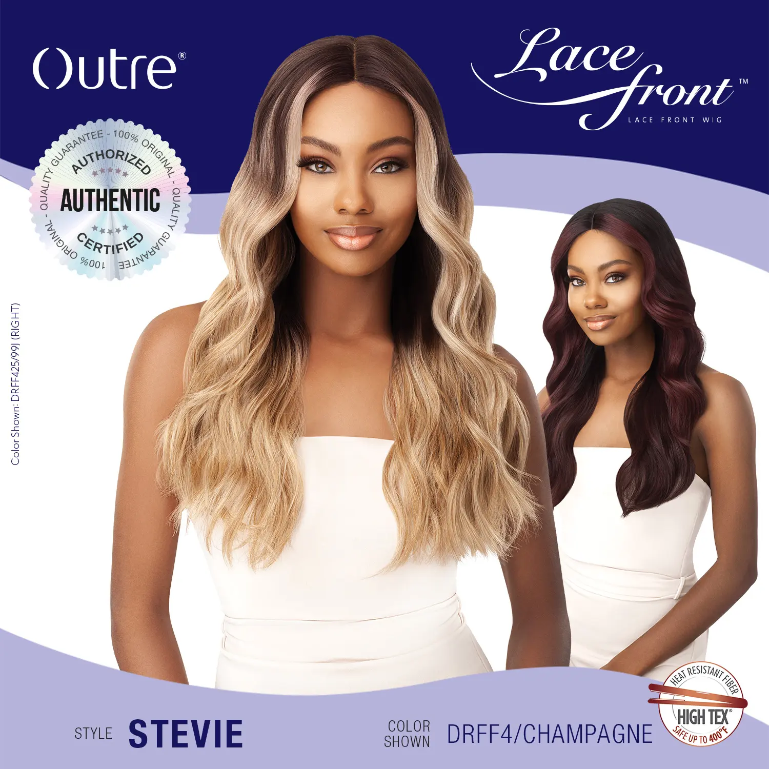 Outre Synthetic Hair Lace Front Wig Swiss Lace I Part Stevie – Wavy Style, I Part Lace, Easy to Install
