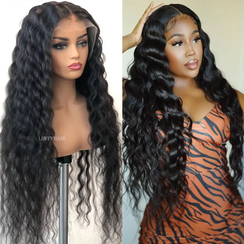 Deep Wave Human Hair Wigs with Baby Hair Glueless 5x5 Silk Base Closure Wigs For Women 30inch 200% Density