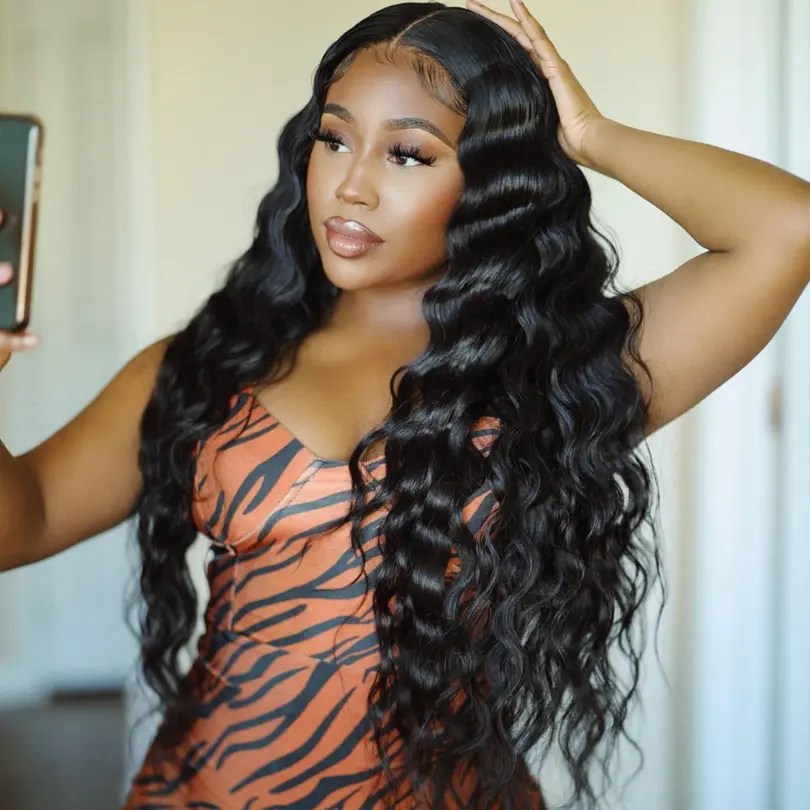 Deep Wave Human Hair Wigs with Baby Hair Glueless 5x5 Silk Base Closure Wigs For Women 30inch 200% Density