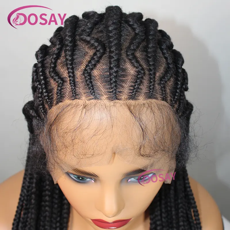 Synthetic Lightweight Full Lace Wig Braided Wigs For Women Knotless Box Braids Wig With Baby Hair Braid Lace Wig 36Inch