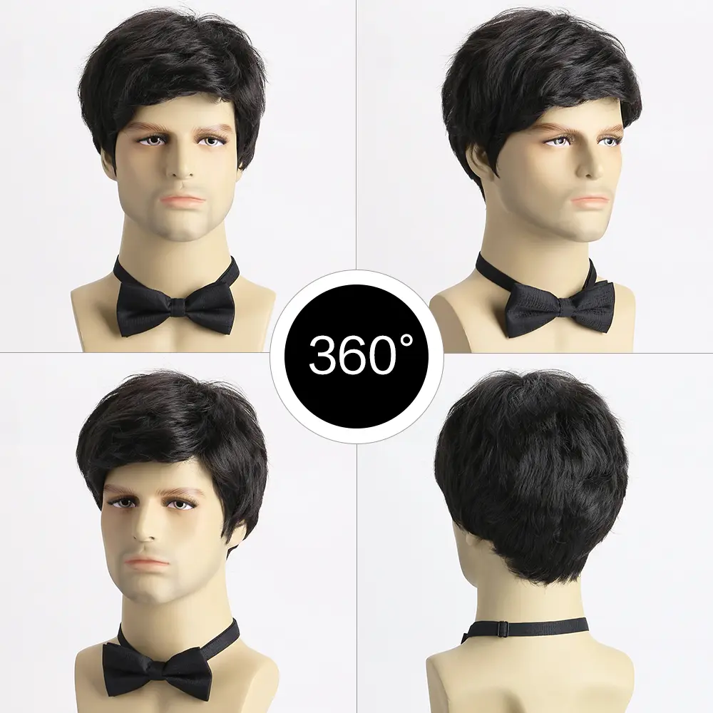 Short  Natural Curly Hair For Male Young Men Heat Resistant Fiber Synthetic Wigs