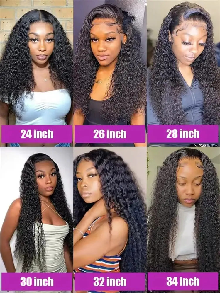 Transparent 200% Density Water Culry 360 Full Lace Frontal Wig Human Hair 40Inch Deep Wave 13x4 13x6 Hd Lace Front Wig For Women