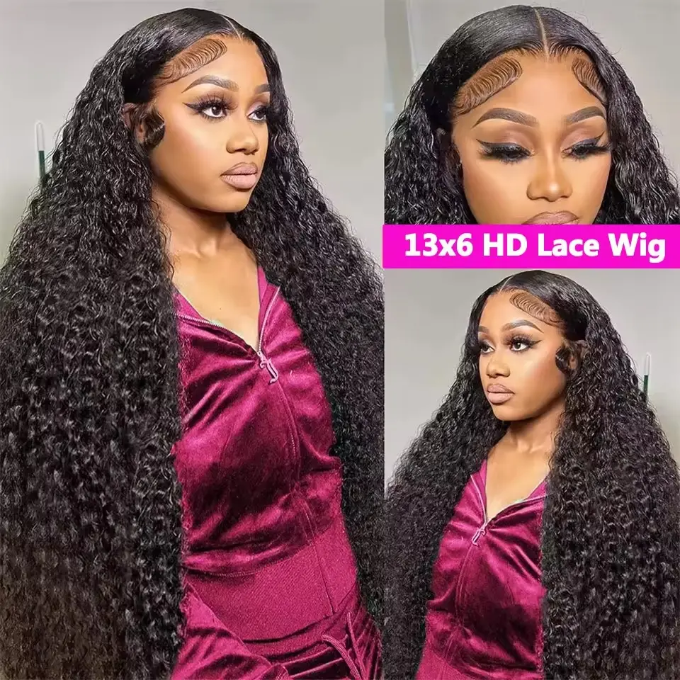 High Density 250% 40 46Inch Deep Wave 13x4 13x6 HD Lace Front Human Hair Wig Loose Water Wave Curly Lace Frontal Wigs Human Hair
