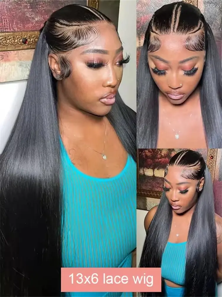 30 40 Inch Bone Straight 13x6 HD Lace Frontal Wigs Pre Plucked Brazilian Transparent Lace Front Human Hair For Women 200 Density