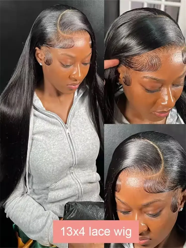 30 40 Inch Bone Straight 13x6 HD Lace Frontal Wigs Pre Plucked Brazilian Transparent Lace Front Human Hair For Women 200 Density