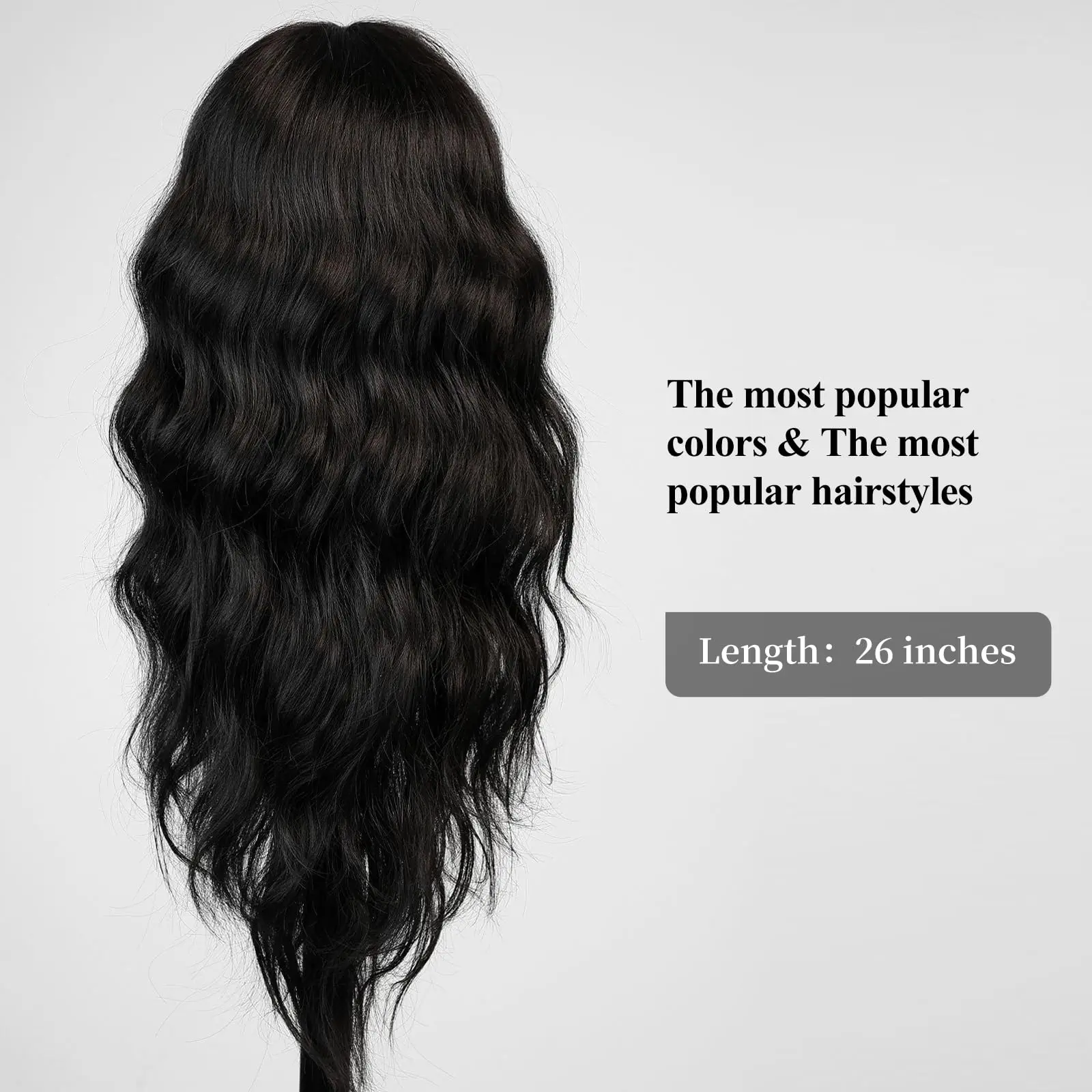 Black synthetic wig with big waves for Halloween party, cosplay wig, daily wig, high-temperature hair accessory wig set
