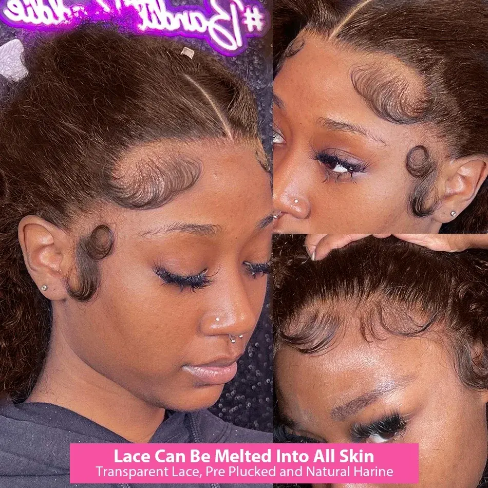 Chocolate Brown Lace Front Wig 13x4 13x6 Water Deep Wave Frontal Wig Colored HD Lace Front Wig Pre Plucked Curly Human Hair Wigs