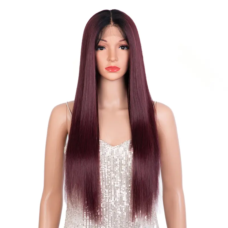 Synthetic Lace Front Wig 28Inch Long Straight Lace Wig Red Wig Women's Wig Wig For Black Women Straight Lace Front Wigs