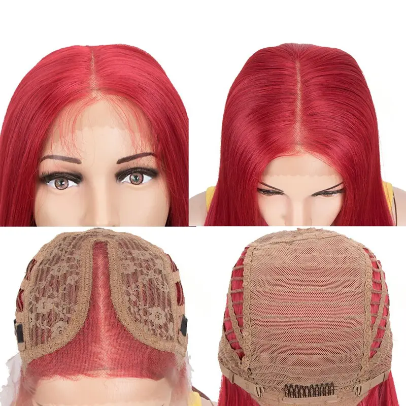 Synthetic Lace Front Wig 28Inch Long Straight Lace Wig Red Wig Women's Wig Wig For Black Women Straight Lace Front Wigs