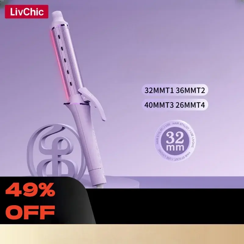 LivChic 10 Holes Dual Channel 3 Options Curling Iron Produces 60 Million Negative Ions Classic Curls For Short Medium Long Hair