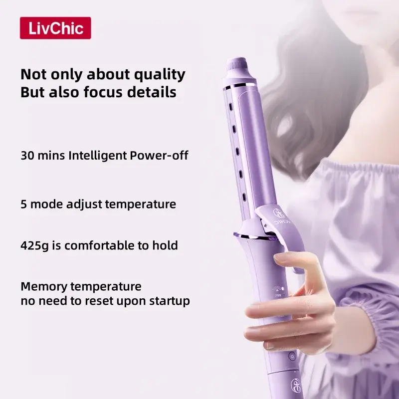 LivChic 10 Holes Dual Channel 3 Options Curling Iron Produces 60 Million Negative Ions Classic Curls For Short Medium Long Hair
