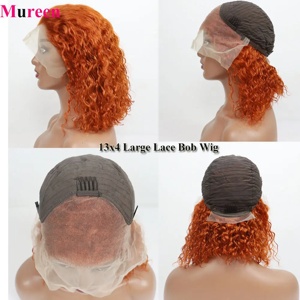 Ginger Orange Bob Wig Deep Wave Lace Front Wig Human Hair Water Wave 13x4 Pre Plucked HD Lace Front Human Hair Wigs For Women
