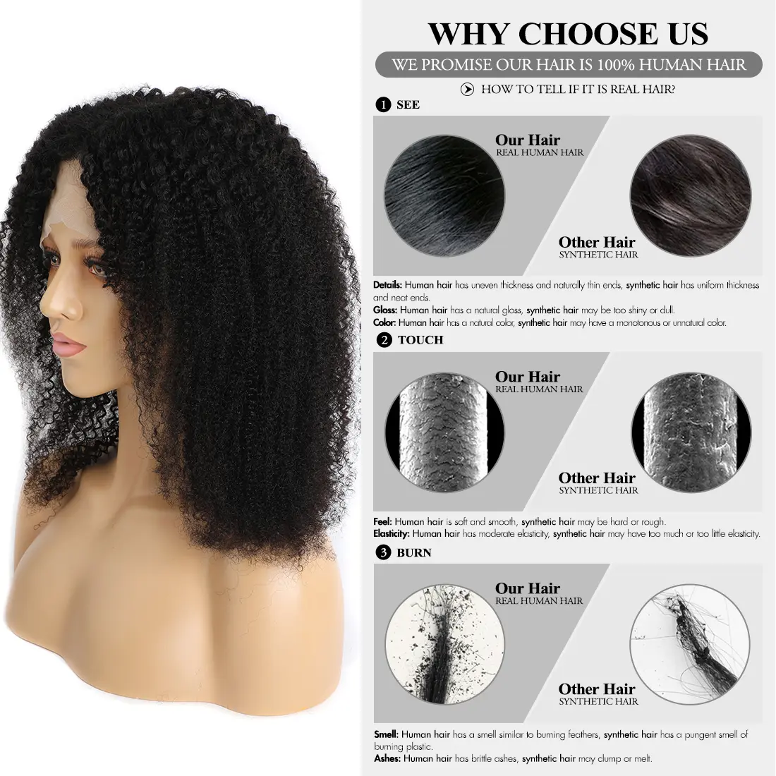 150 Density Afro Kinky Curly Transparent 13x6x1 T Lace Front Wig Brazilian Human Hair Pre Plucked Lace Wig For Black Women